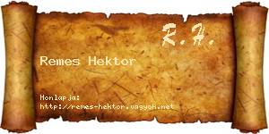 Remes Hektor névjegykártya